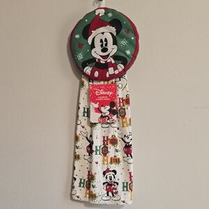 Disney Holiday Hanging Kitchen Towel with Mickey Mouse - Green, Red, White